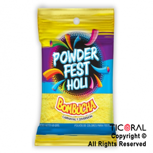 POLVO HOLI COLOR BOMBUCHA PARA LANZAR AMARILLO X 50 GR.